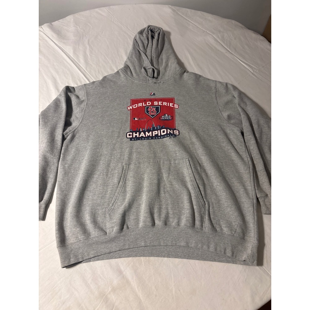 Majestic St Louis Cardinals Hoodie Mens XL Gray 2011 World Series MLB